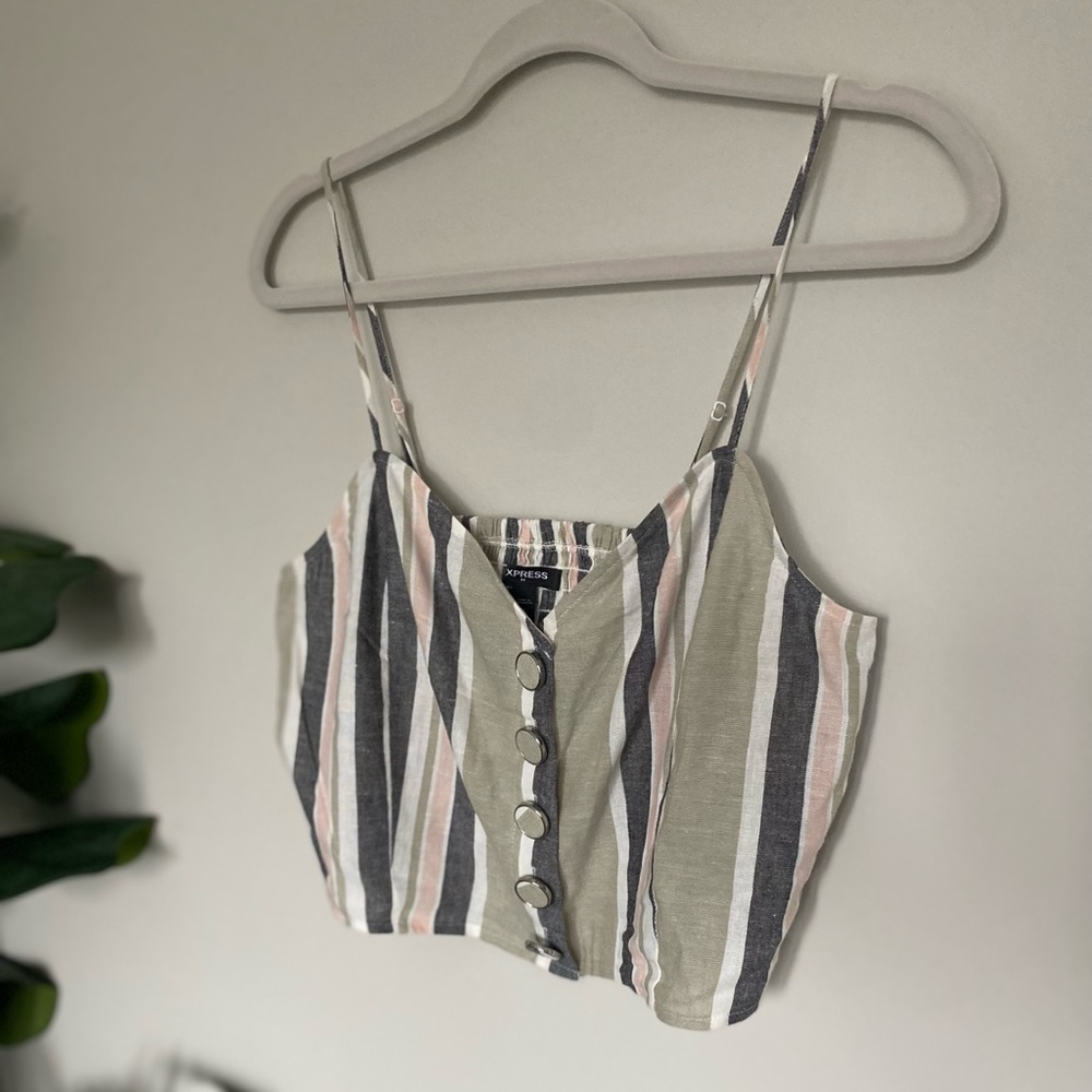 Express Striped Crop Tank Top - Medium
